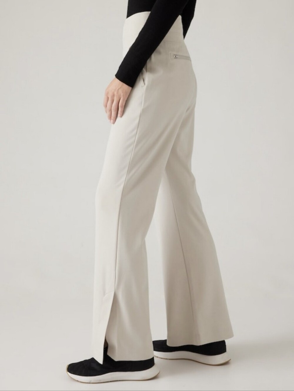Athleta Venice Flare Pant M Abalone Gray High Rise Travel Yoga Wide Leg Soft - Picture 2 of 11